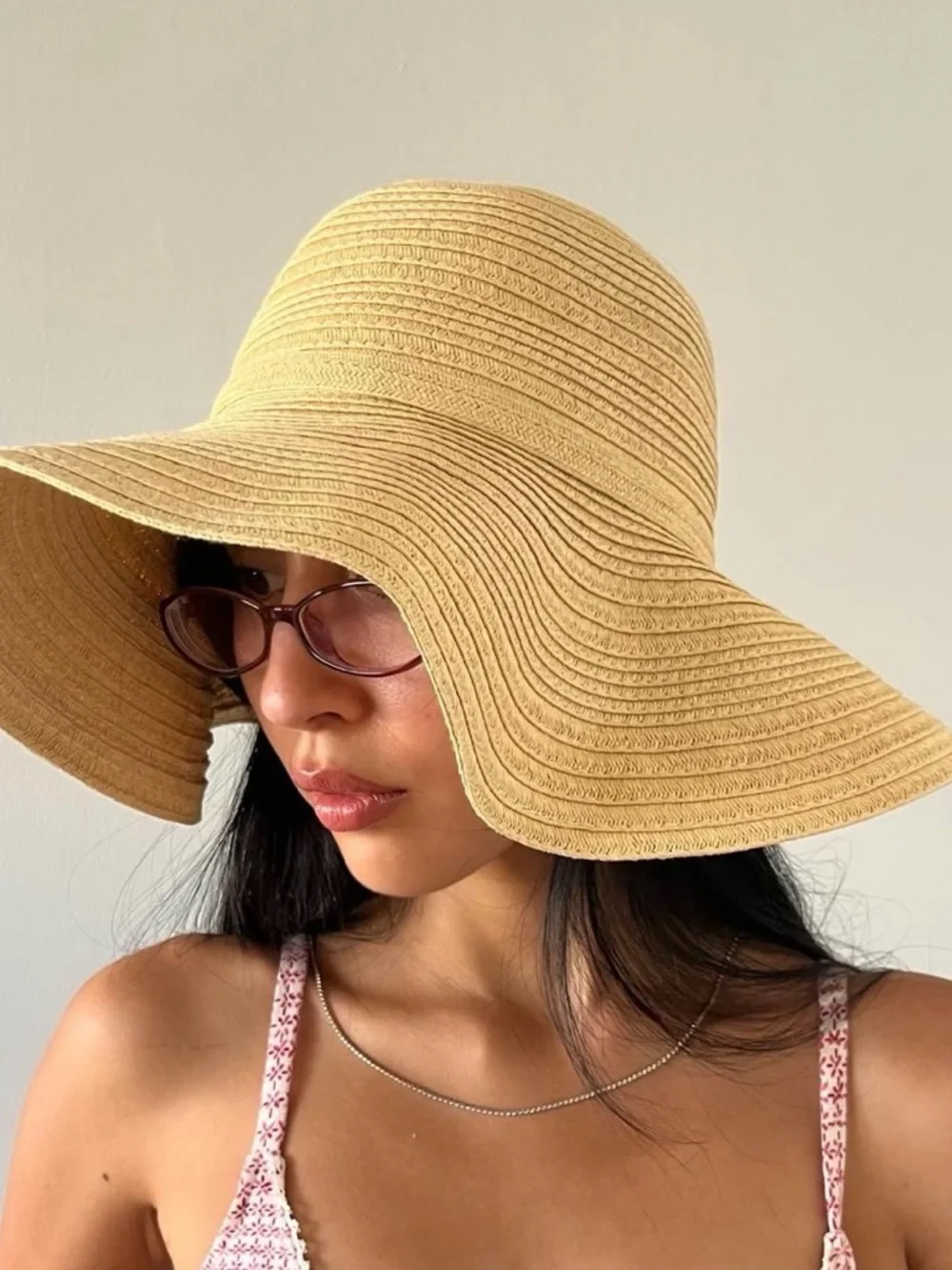 Y2K Bebe Floppy Wide Brim Straw Hat
